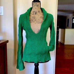 Green Deep V Sweater